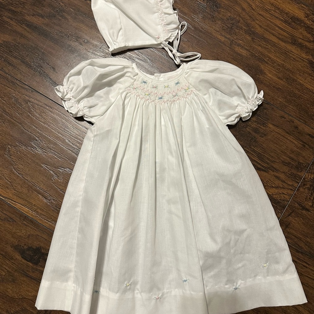 Petite Ami Homecoming White Baby Gown with Bonnet